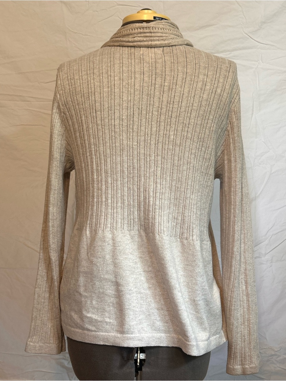 St John’s Bay Light Beige Open-Front Women’s Sweater Cardigan - Picture 3 of 4